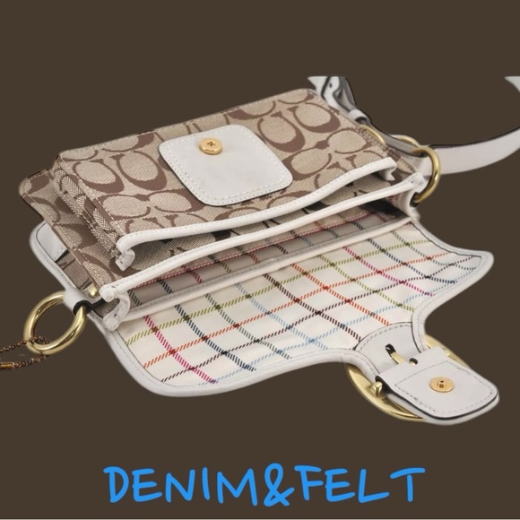 COACH Brown/White Monogram Canvas/Leather Signature Shoulder/Cross Body Bag 👜👜 - Picture 10 of 16